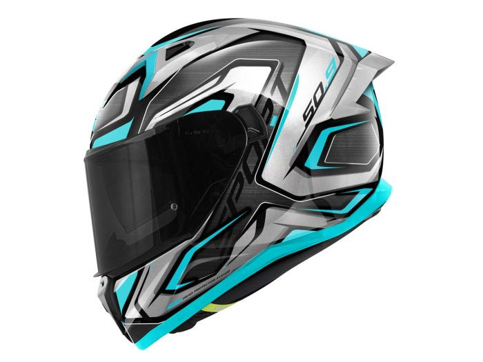 Casco Integral Givi 50.9 Atomic Titanio Plata Turquesa