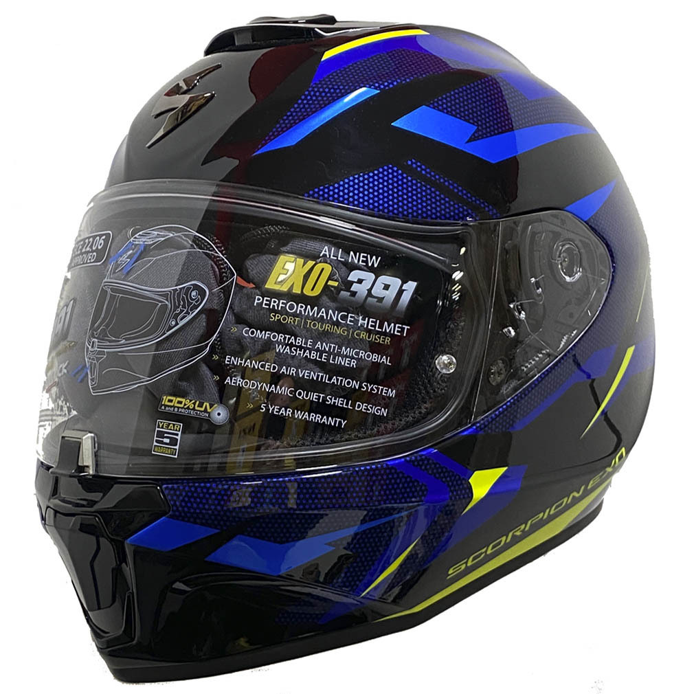 Casco Scorpion Exo-391 AAXO Negro Azul 22.06 - Imagen 2