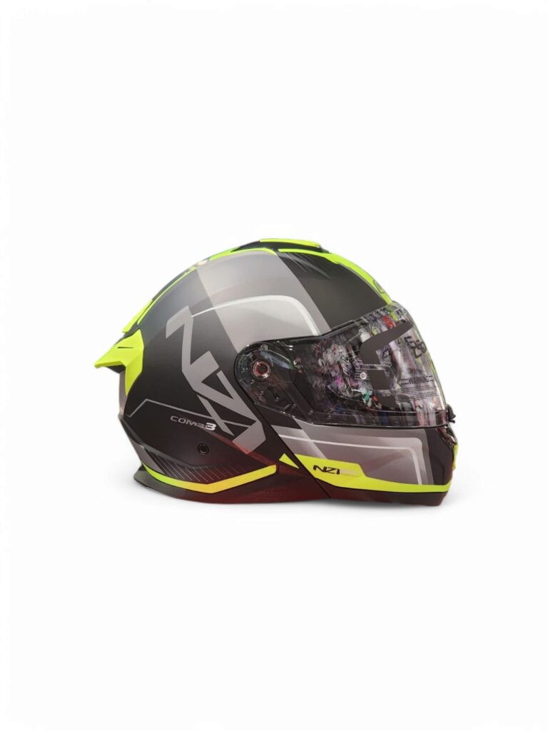 Casco modular NZI Combi 3 Duo Orbe Negro Antracita Amarillo - Imagen 3