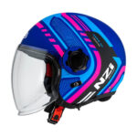 Casco Jet NZI Ringway 2 Duo Connected Azul-Rosa Mate