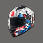 Casco Integral MT Stinger 2 Yozu A7 Blanco Azul Rojo