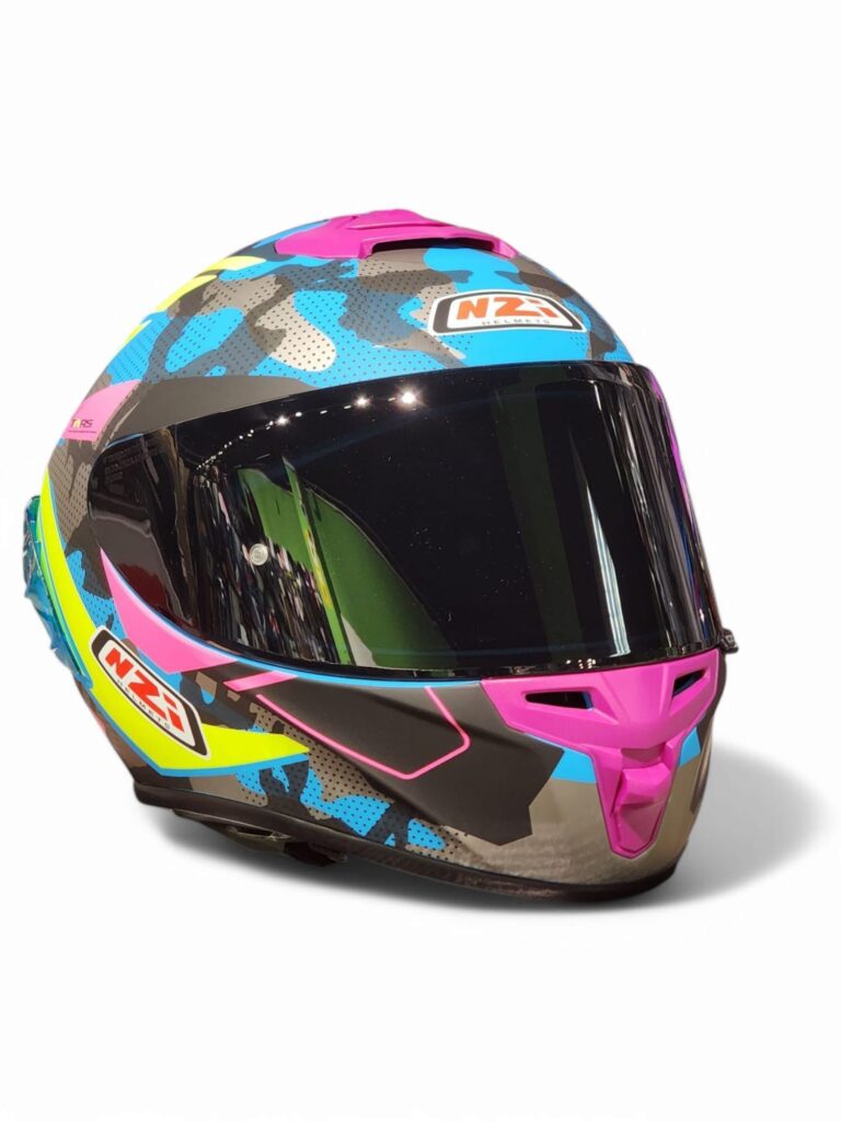 Casco Integral NZI Trendy 3 Camu - Azul Neon Rosa + Visera ahumada