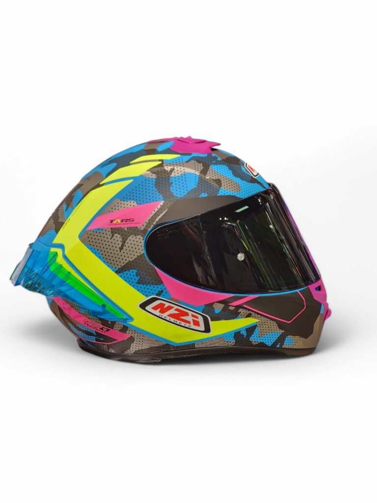 Casco Integral NZI Trendy 3 Camu - Azul Neon Rosa + Visera ahumada - Imagen 2