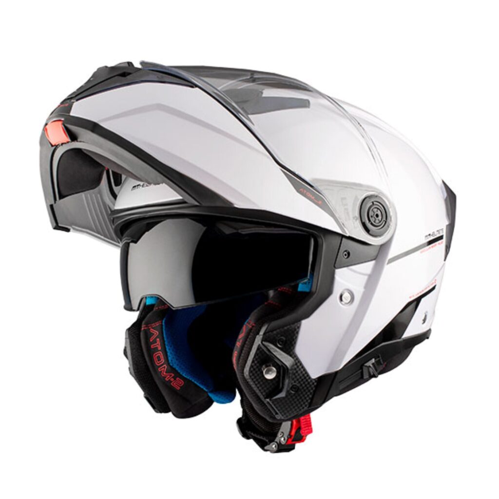 Casco Modular MT Helmets Atom 2 SV Solid A0 Blanco Brillo + Intercomunicador MT - Imagen 3