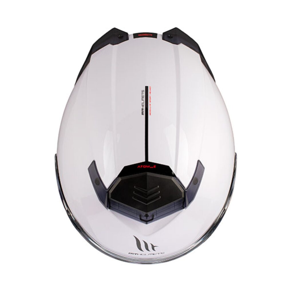 Casco Modular MT Helmets Atom 2 SV Solid A0 Blanco Brillo + Intercomunicador MT - Imagen 5
