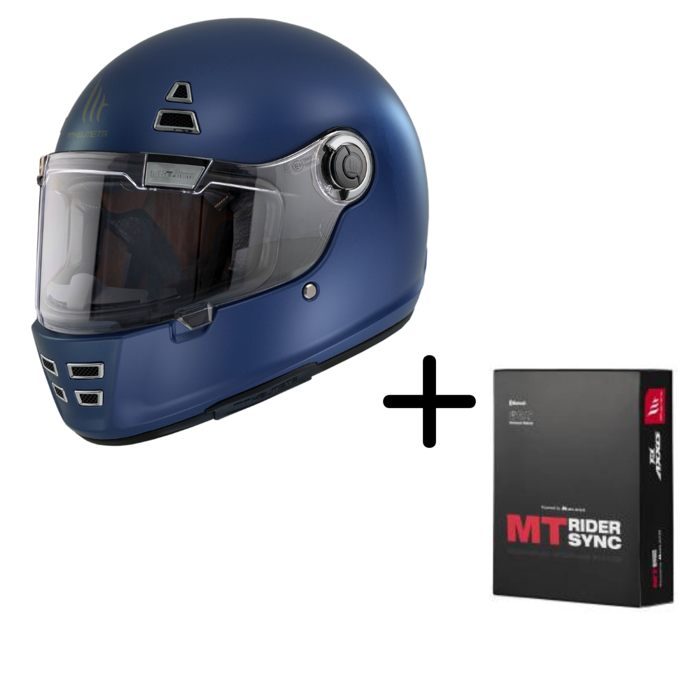 Casco Integral MT Jarama Solid A7 Azul Mate + Intercomunicador MT