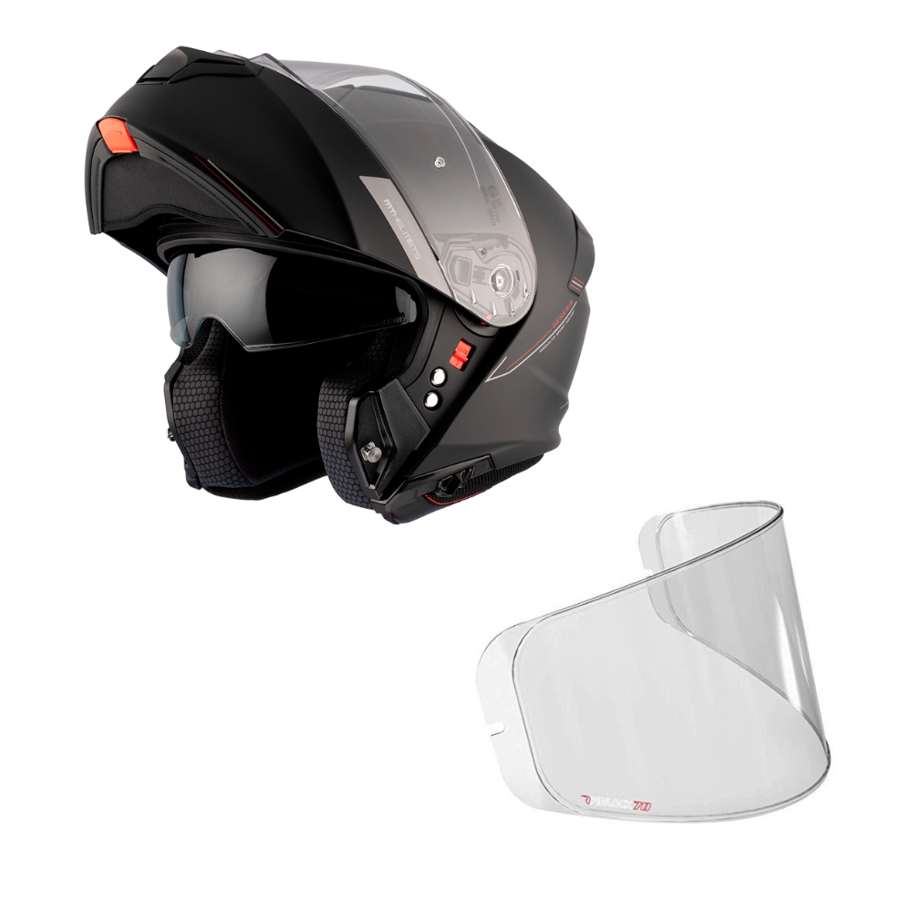 Casco Modular MT Genesis SV Solid Pure A1 Negro Mate + Pinlcok Antivaho