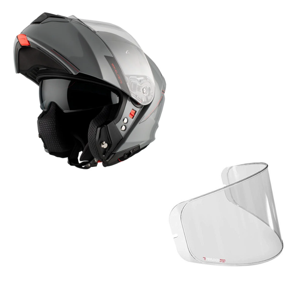 Casco Modular MT Genesis SV Solid A12 Gris Brillo logo rojo + Pinlock Antivaho
