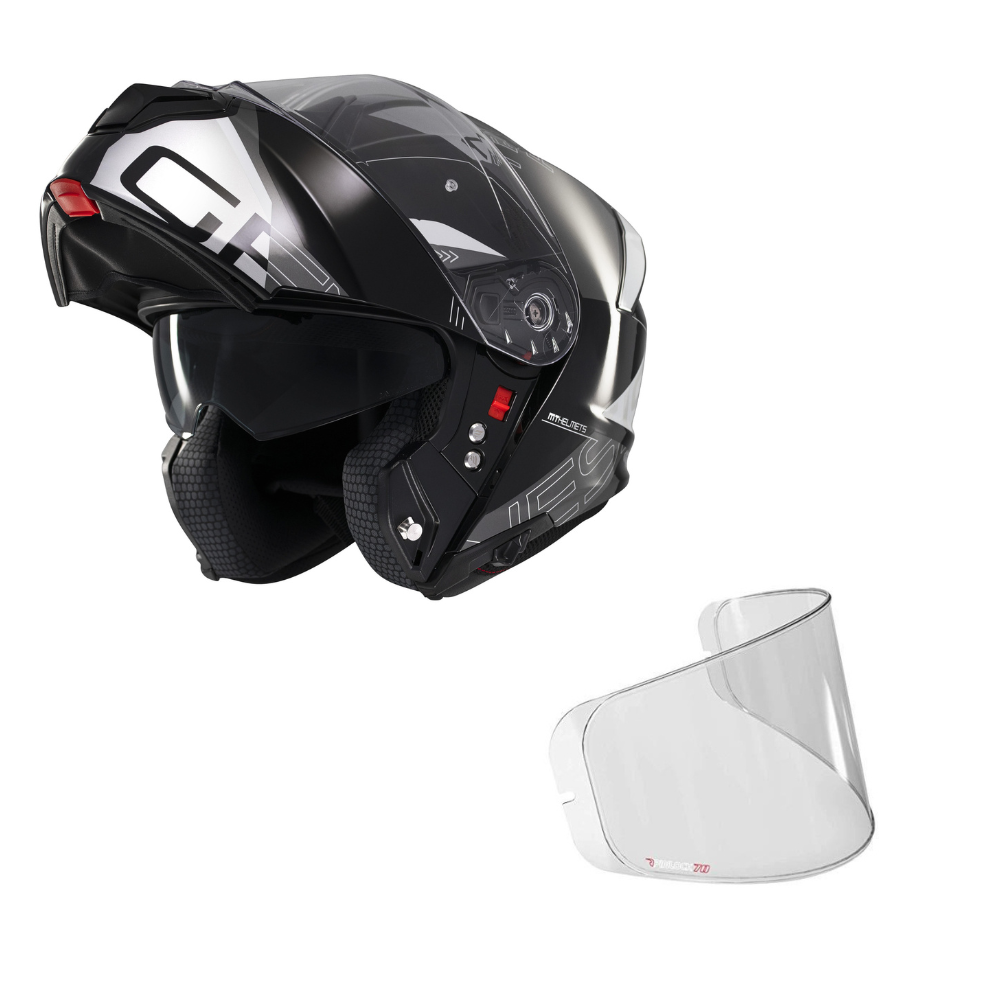 Casco Modular MT Genesis SV Atempo B2 Negro Gris Blanco + Pinlock Antivaho