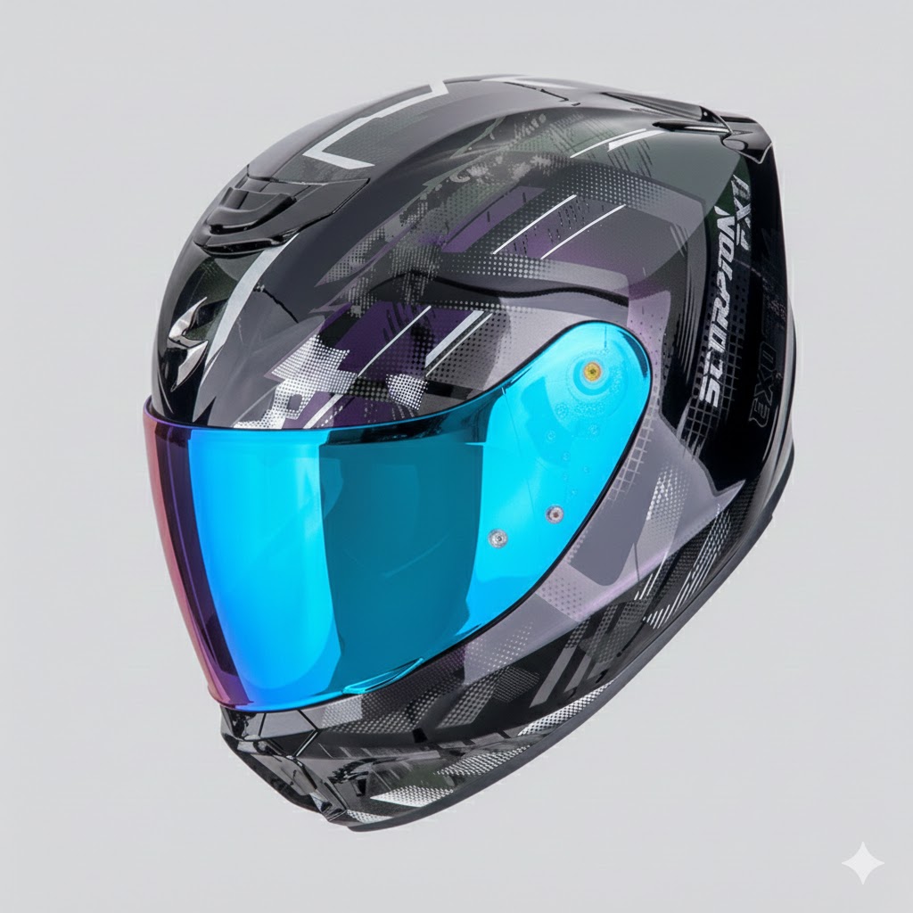 Casco Scorpion Exo-391 Clutter Camaleón 22.06 + Pantalla Decorada - Imagen 2