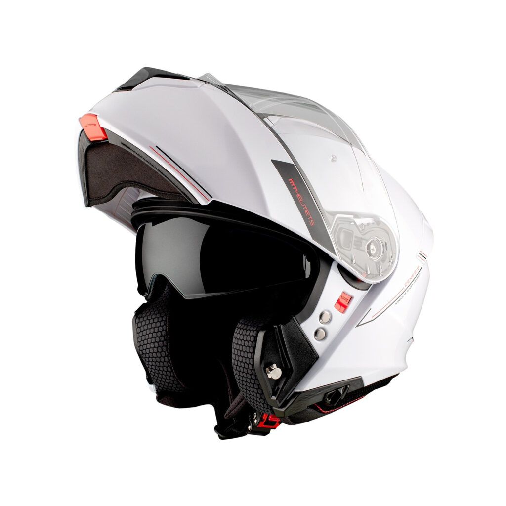 Casco Modular MT Genesis SV Solid A0 Blanco Brillo logo rojo