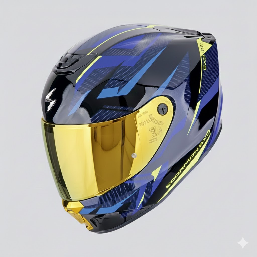 Casco Scorpion Exo-391 Aaxo Azul Negro 22.06 + Pantalla Decorada - Imagen 3
