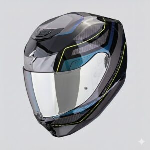 Casco Scorpion Exo-391 Leo Negro Azul 22.06 + Pantalla Decorada