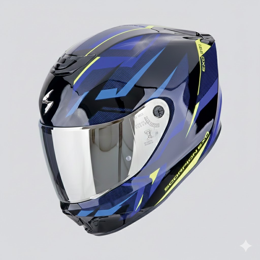 Casco Scorpion Exo-391 Aaxo Azul Negro 22.06 + Pantalla Decorada - Imagen 4