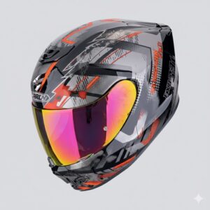 Casco Scorpion Exo-391 Clutter Negro Rojo 22.06 + Pantalla Decorada