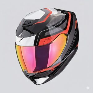 Casco Scorpion Exo-391 Leo Negro Rojo 22.06 + Pantalla Decorada