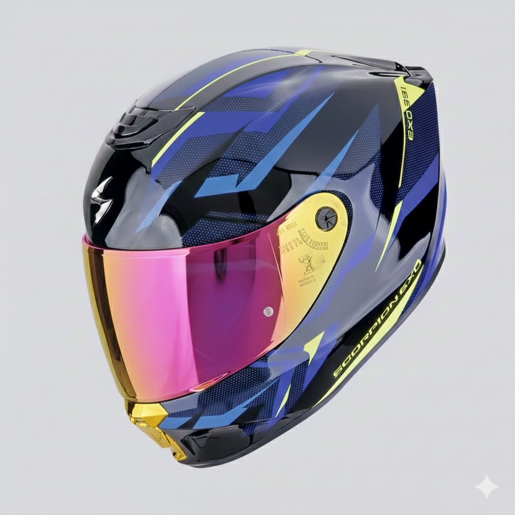 Casco Scorpion Exo-391 Aaxo Azul Negro 22.06 + Pantalla Decorada - Imagen 2