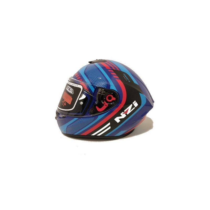 Casco Integral NZI Trendy 2 Connected Dark Azul Rojo + Pantalla Ahumada - Imagen 2