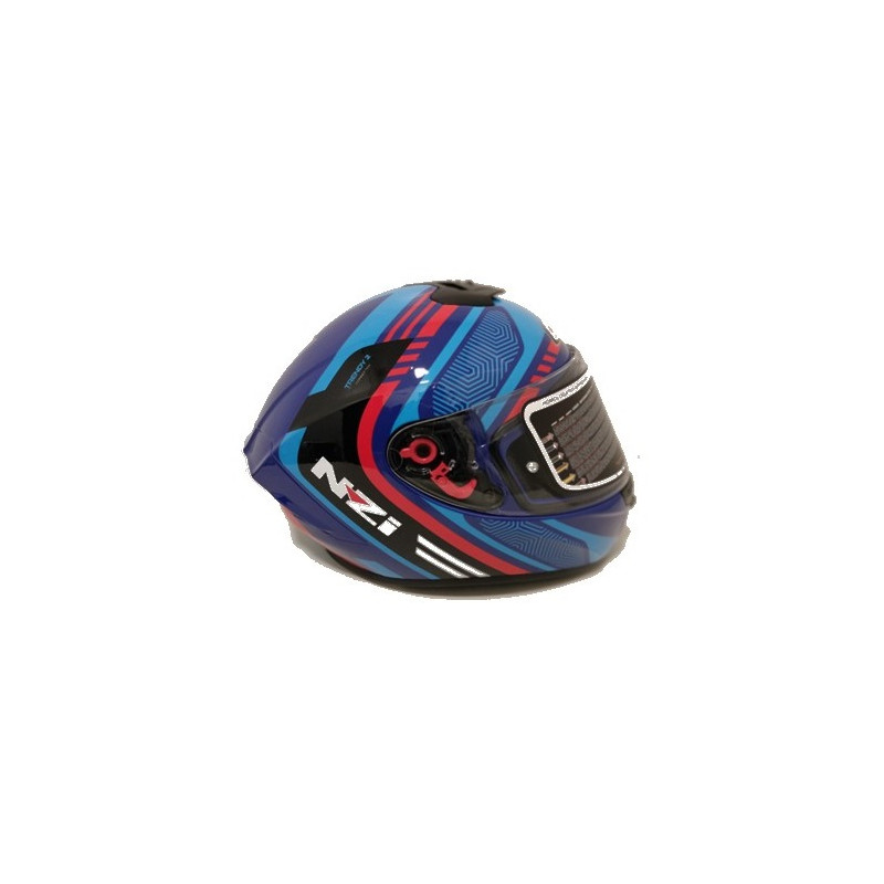 Casco Integral NZI Trendy 2 Connected Dark Azul Rojo + Pantalla Ahumada - Imagen 3