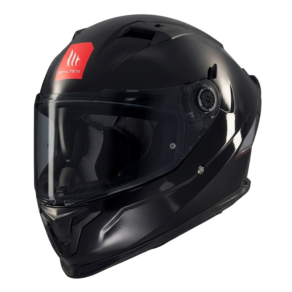 Casco Integral MT Braker SV Solid A1 Negro Brillo + Pantalla Ahumada