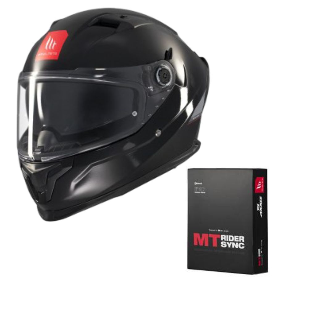 Casco Integral MT Braker SV Solid A1 Negro Brillo + Intercomunicador MT