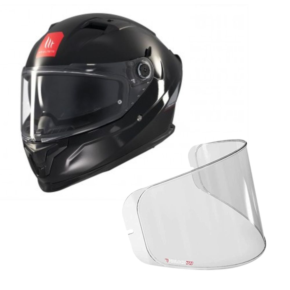 Casco Integral MT Braker SV Solid A1 Negro Brillo + Pinlock Antivaho