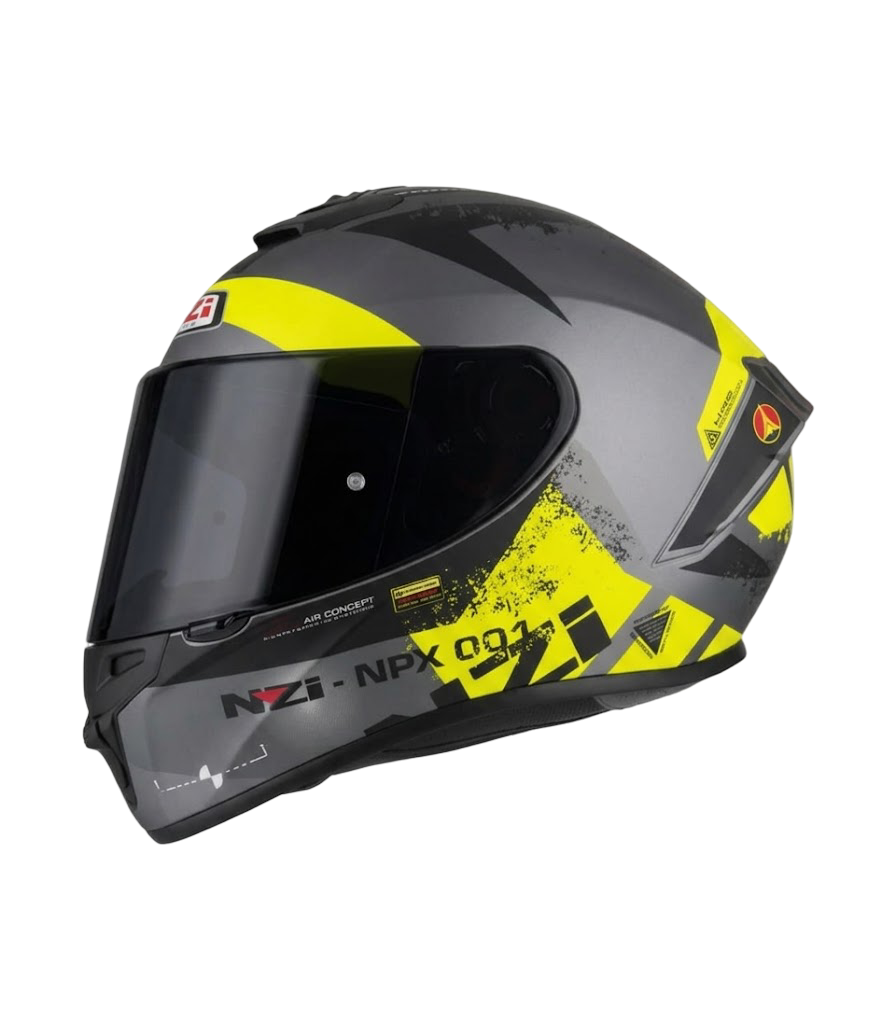 Casco integral NZI Trendy Canadian Antracita Amarillo Mate + Pantalla Ahumada