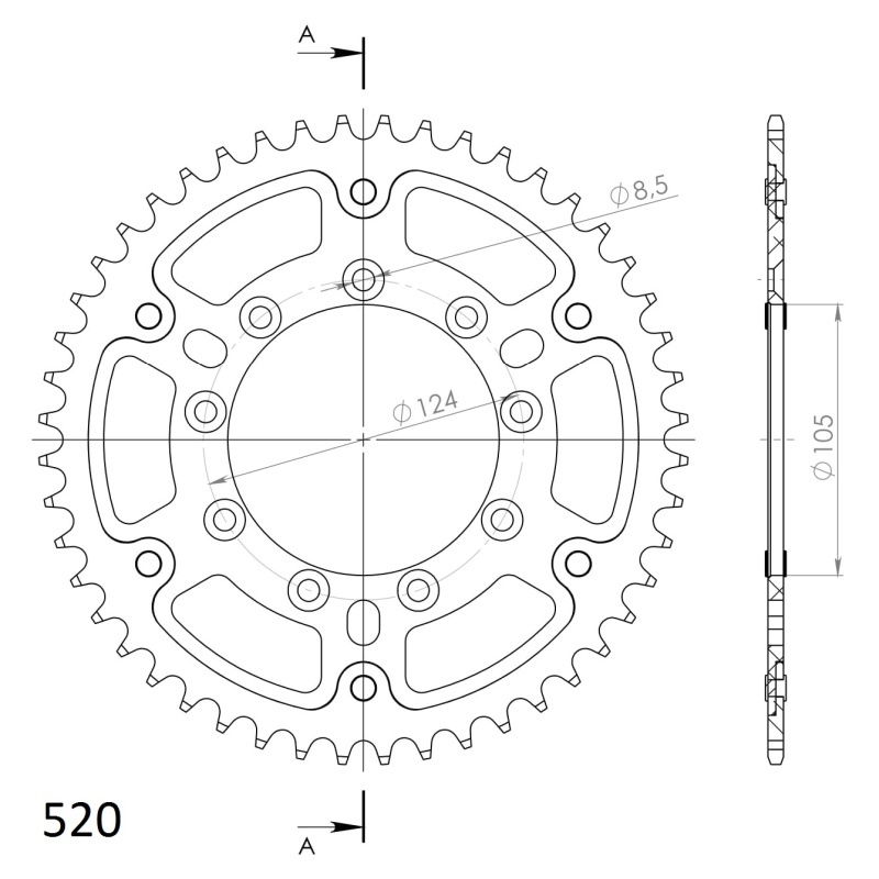 Corona trasera para Yamaha Suzuki Supersprox Stealth Azul 45D - Imagen 2