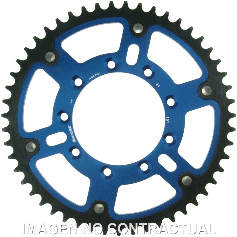 Corona trasera para Yamaha Suzuki Supersprox Stealth Azul 45D