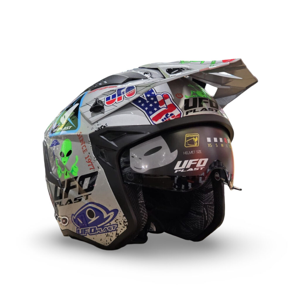 Casco Trail UFO Sheratan Grafic Gris Decorado