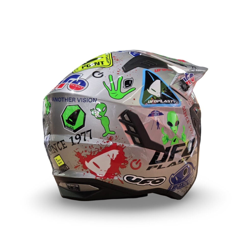 Casco Trail UFO Sheratan Grafic Gris Decorado - Imagen 3