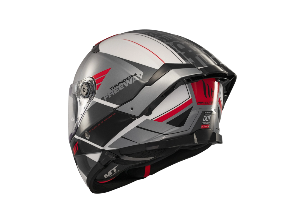 Casco Integral MT Thunder 4 SV Freeway A5 Gris Blanco Rojo + Pantalla Ahumada - Imagen 4