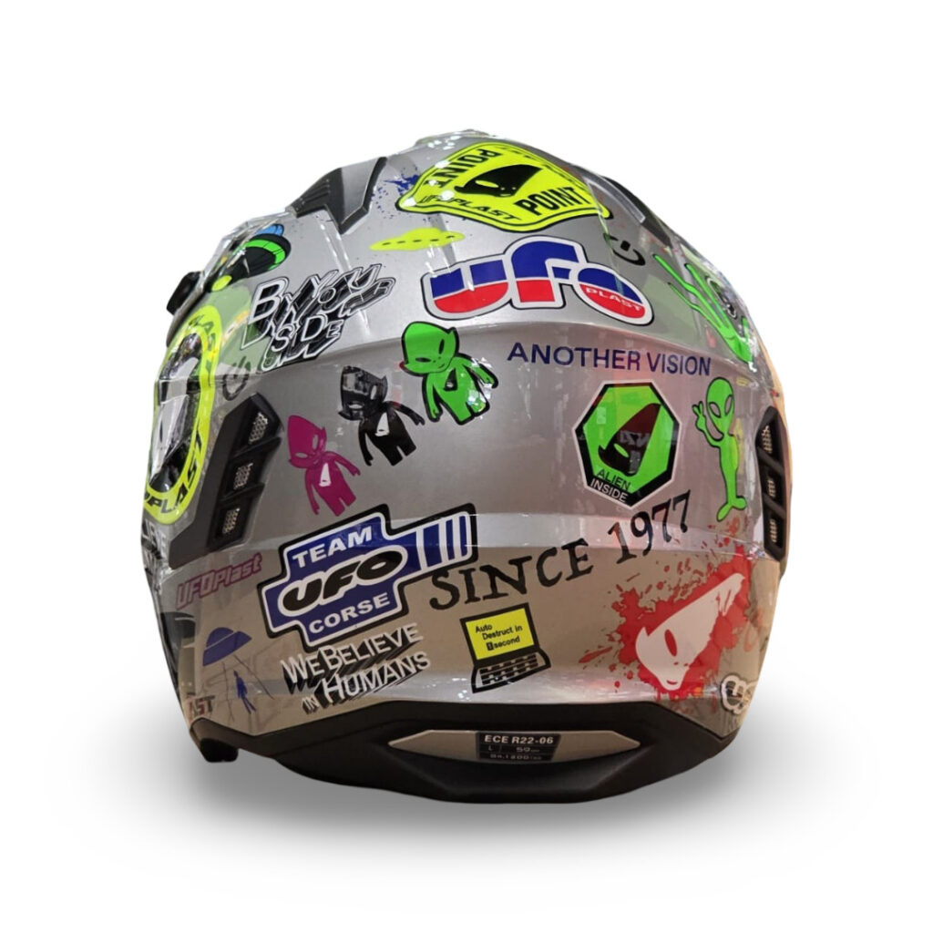 Casco Trail UFO Sheratan Grafic Gris Decorado - Imagen 4