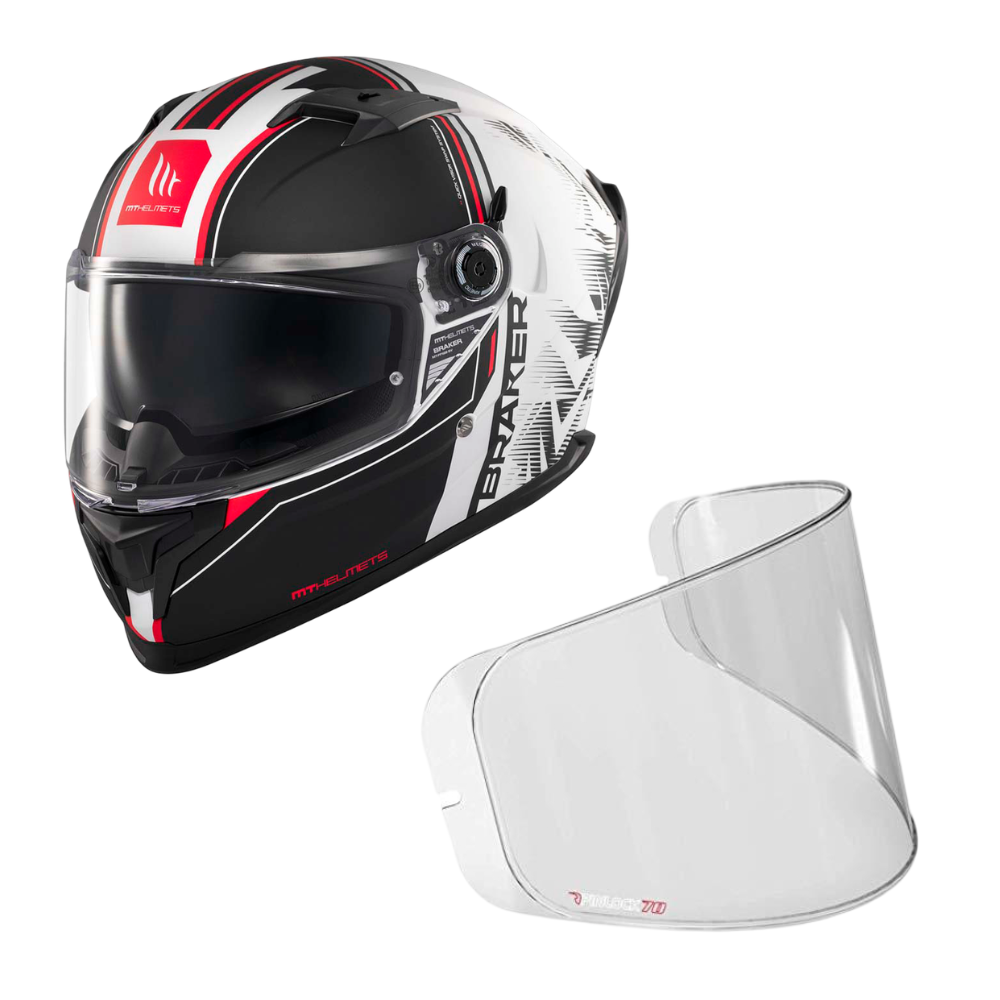 Casco Integral MT Braker SV A1 Charm Negro Blanco + Pinlock Antivaho
