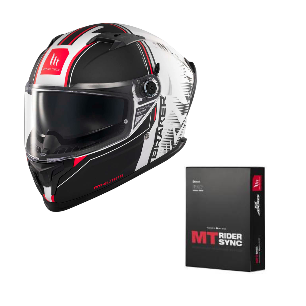 Casco Integral MT Braker SV A1 Charm Negro Blanco + Intercomunicador MT