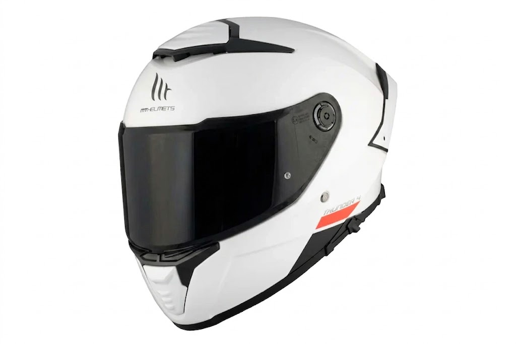 Casco Integral MT Thunder 4 SV Solid A0 Blanco Perla + Pantalla Ahumada