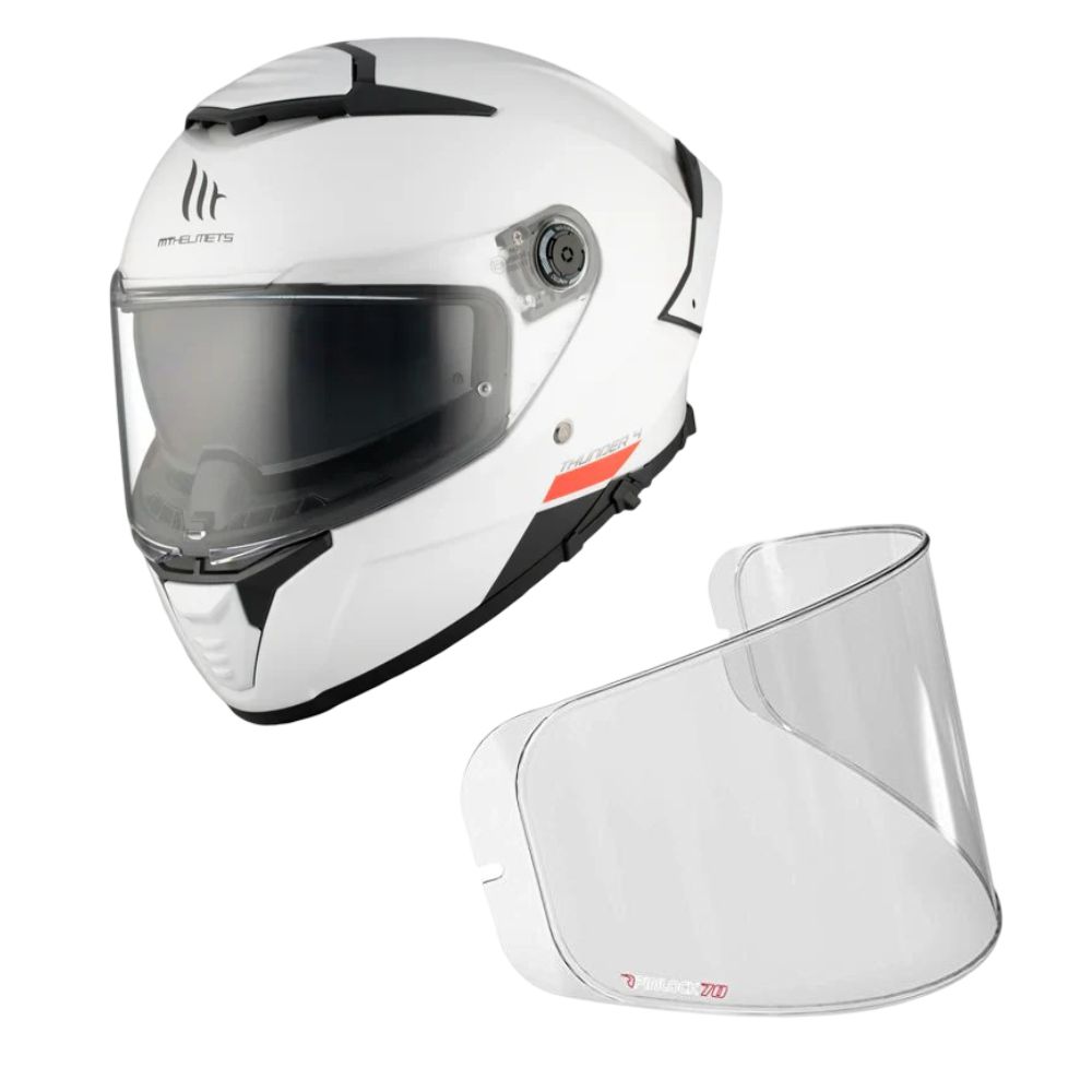 Casco Integral MT Thunder 4 SV Solid A0 Blanco Perla + Pinlock Antivaho