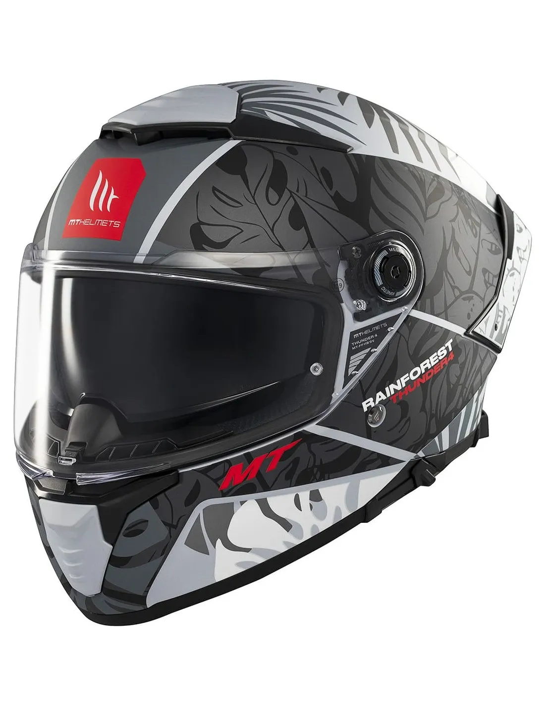 Casco Integral MT Thunder 4 SV Solid C2 Rainforest Negro Blanco Mate