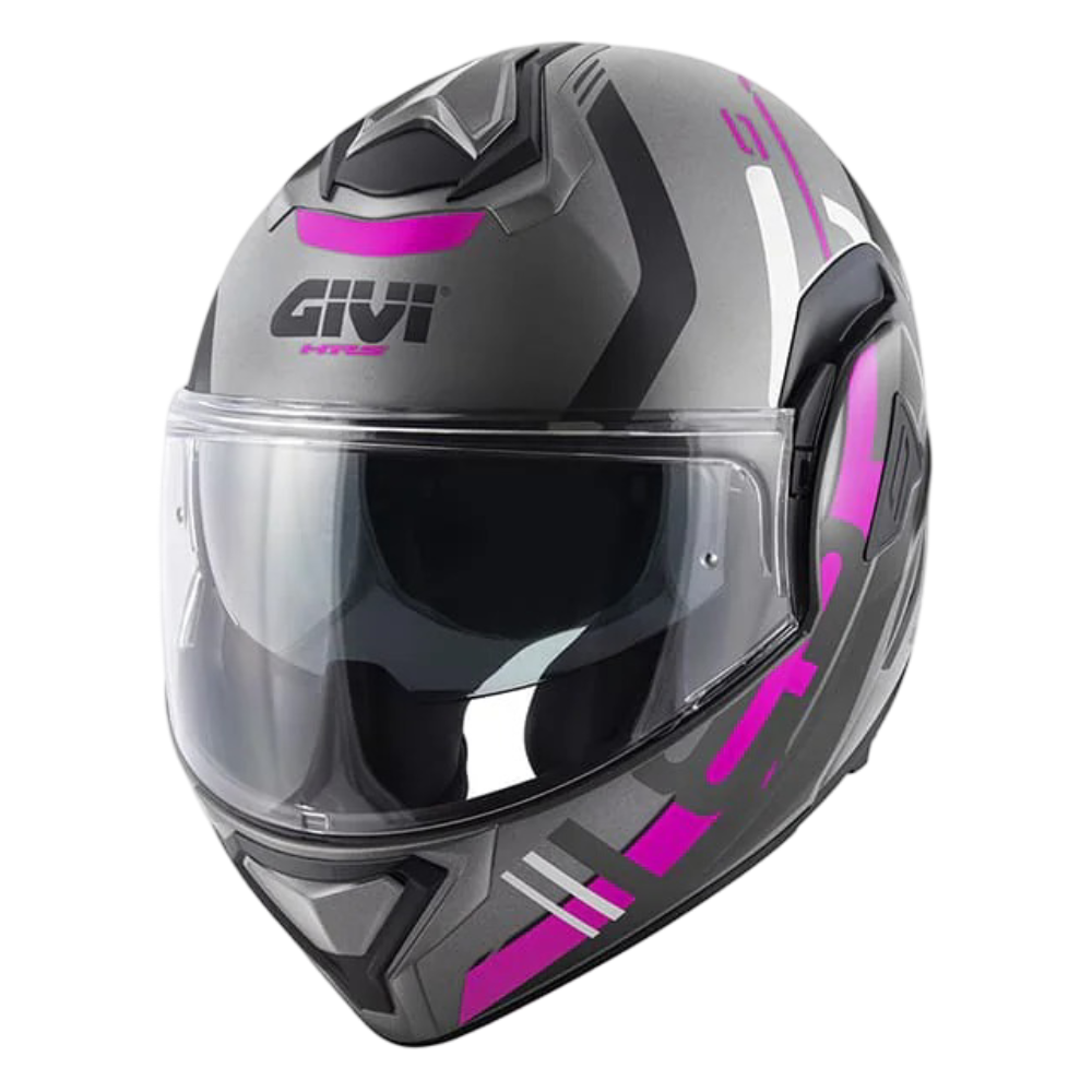 Casco Modular GIVI X30 Pulsar Negro Titanio Rosa + Intercomunicador Cardo Spirit - Imagen 2
