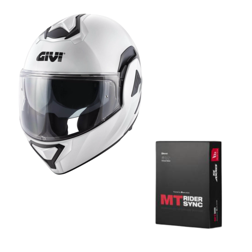 Casco Modular GIVI X30 Solid Blanco Brillo + Intercomunicador MT Rider