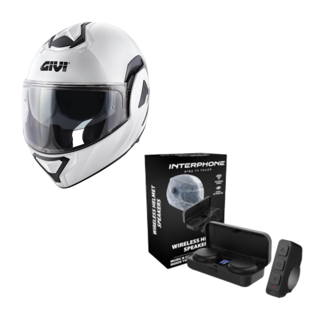 Casco Modular GIVI X30 Solid Blanco Brillo + Intercomunicador Interphone Zero