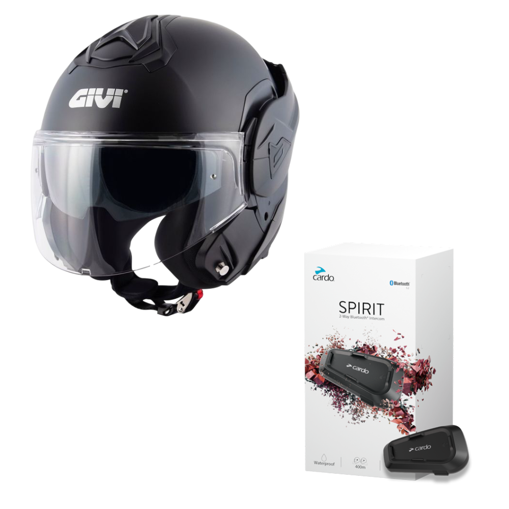 Casco Modular GIVI X30 Solid Negro Mate + Intercomunicador Cardo Spirit