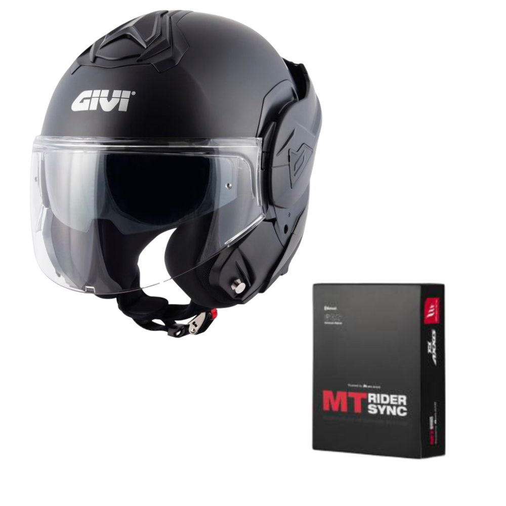 Casco Modular GIVI X30 Solid Negro Mate + Intercomunicador MT Rider