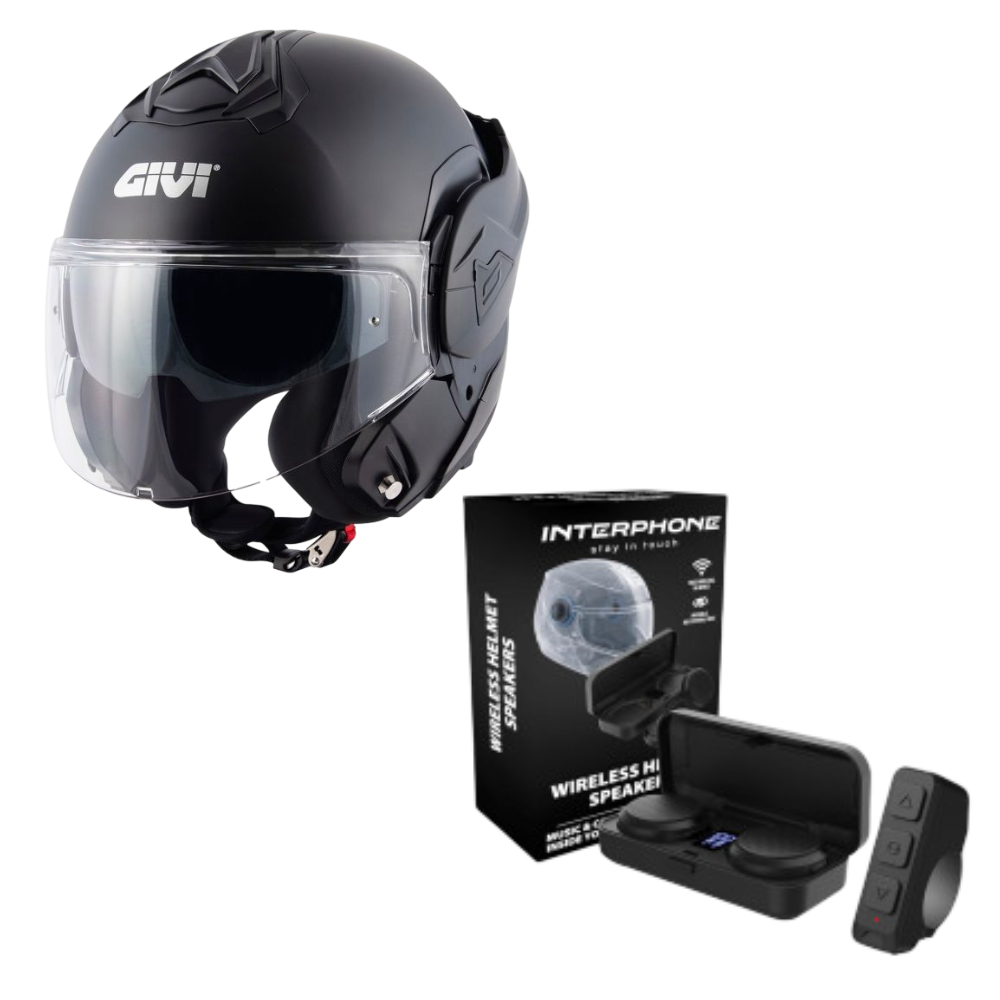 Casco Modular GIVI X30 Solid Negro Mate + Intercomunicador Interphone Zero