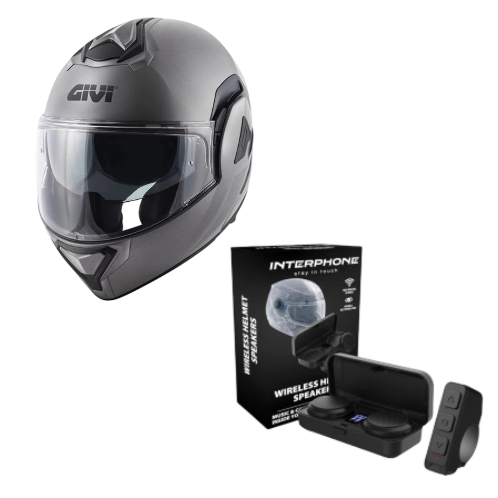Casco Modular GIVI X30 Solid Titanio Mate + Intercomunicador Interphone Zero